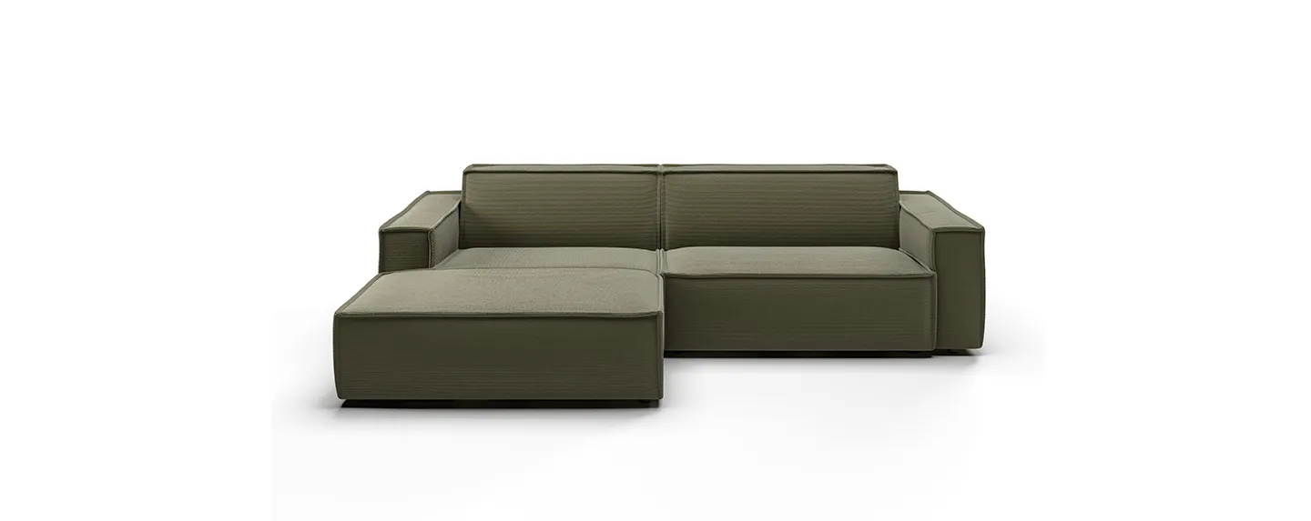 Ecksofa, Wohnzimmer Sofa, Ledersofa, 1-2-Sitzer, Chaiselongue, Sofa, Sectional, L-Shape, Olive Green, Fabric, 