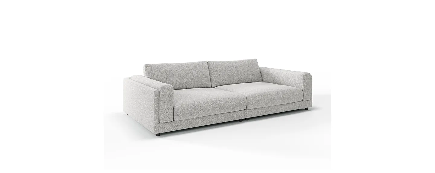 Sofa, Grau, Zweisitzer, Stoffbezug, Polsterung, Sofa, L-Form, Stoff, Beige/hellgrau, zweigeteilte sitzfläche, 