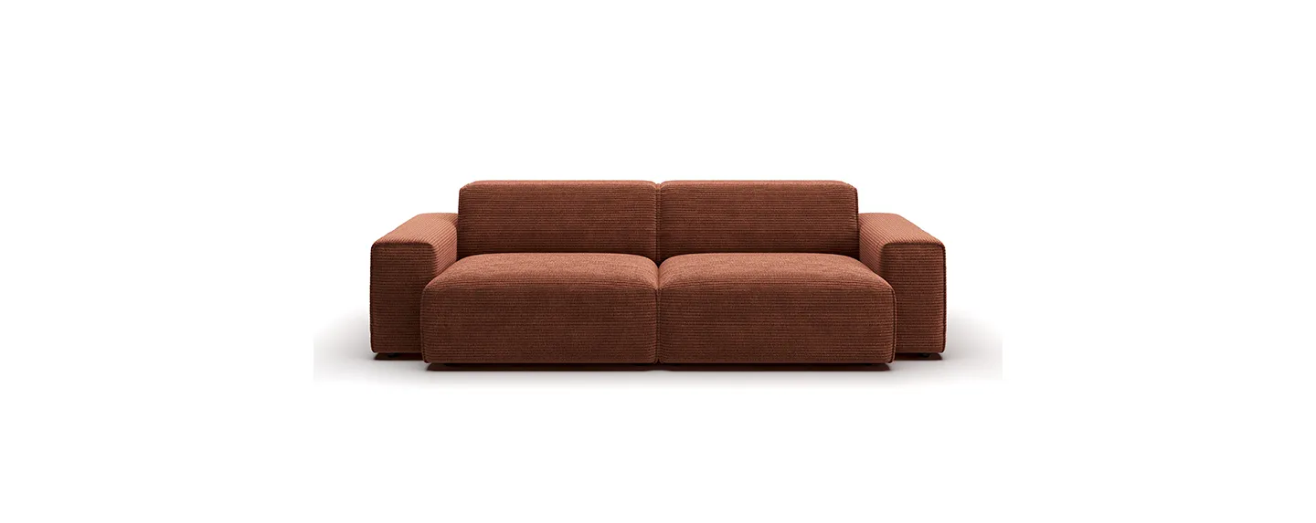 sofa, couch, three-seat, rust-colored, fabric upholstery, Sofa, Sitzbank, Stoffbezug, Kuschelig, Dreier-Sofa, 