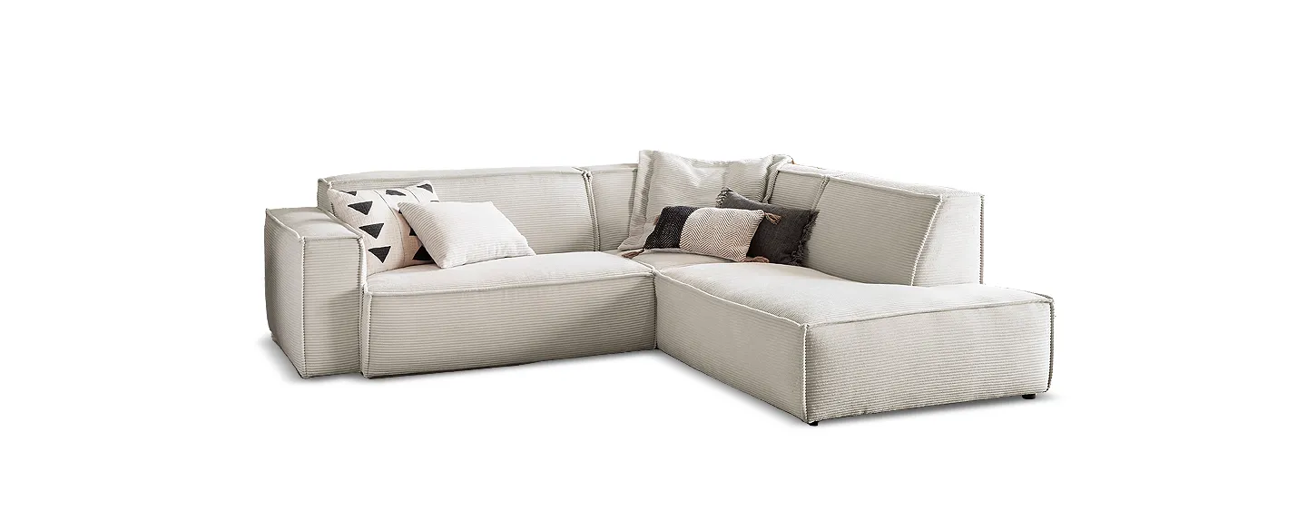Sofa, Wohnlandschaft, Beige, Stoffbezug, Kissentypen, Ecksofa, Sofa, Beige, Streifen, Kissen, 